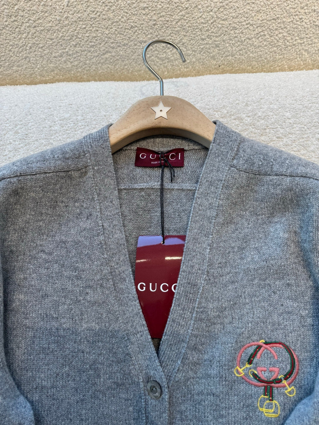 Women's Fall/Winter Chinese New Year Collection Embroidered Blend Cardigan V-Neck Single-Breasted Button-Down Gray Cardigan #194102