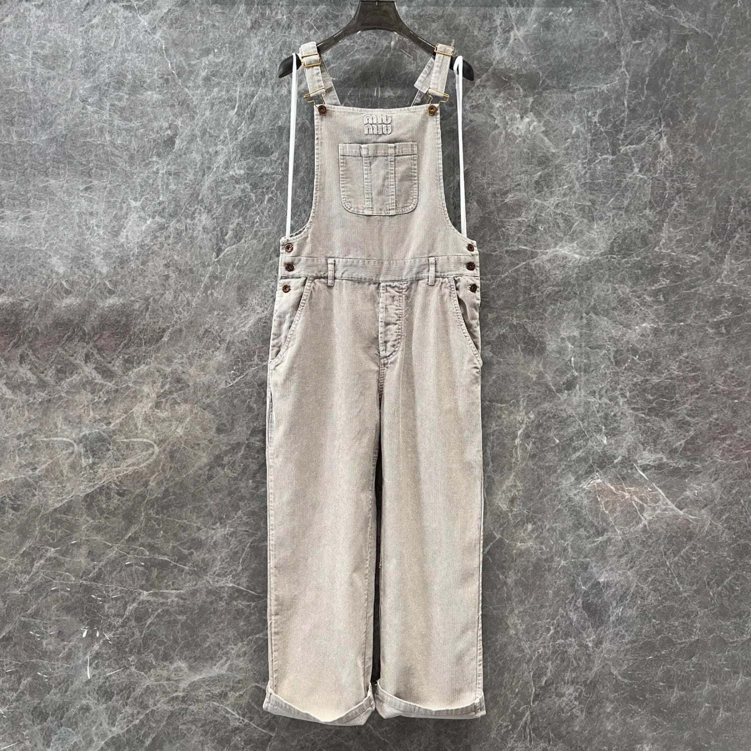 Women's Summer Solid Color Logo Letter Embroidery Cotton Pocket Back Sleeveless Jumpsuit Pants #73413