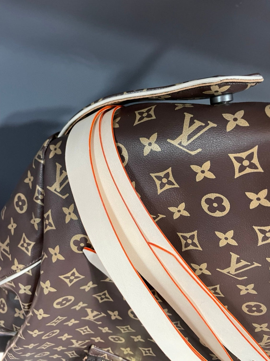 2025 FallWinter Men's Classic Monogram Tactical Leather Jacket with Three Detachable Straps #83127A