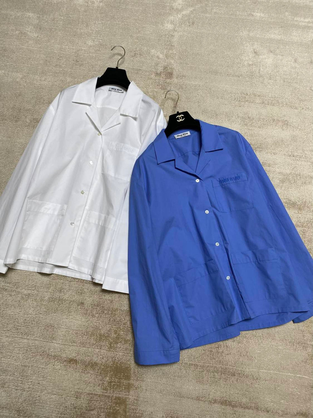 Women's Spring and Autumn Solid Color Logo Letter Printing V-Neck Loose Long Sleeve Shirt #72854