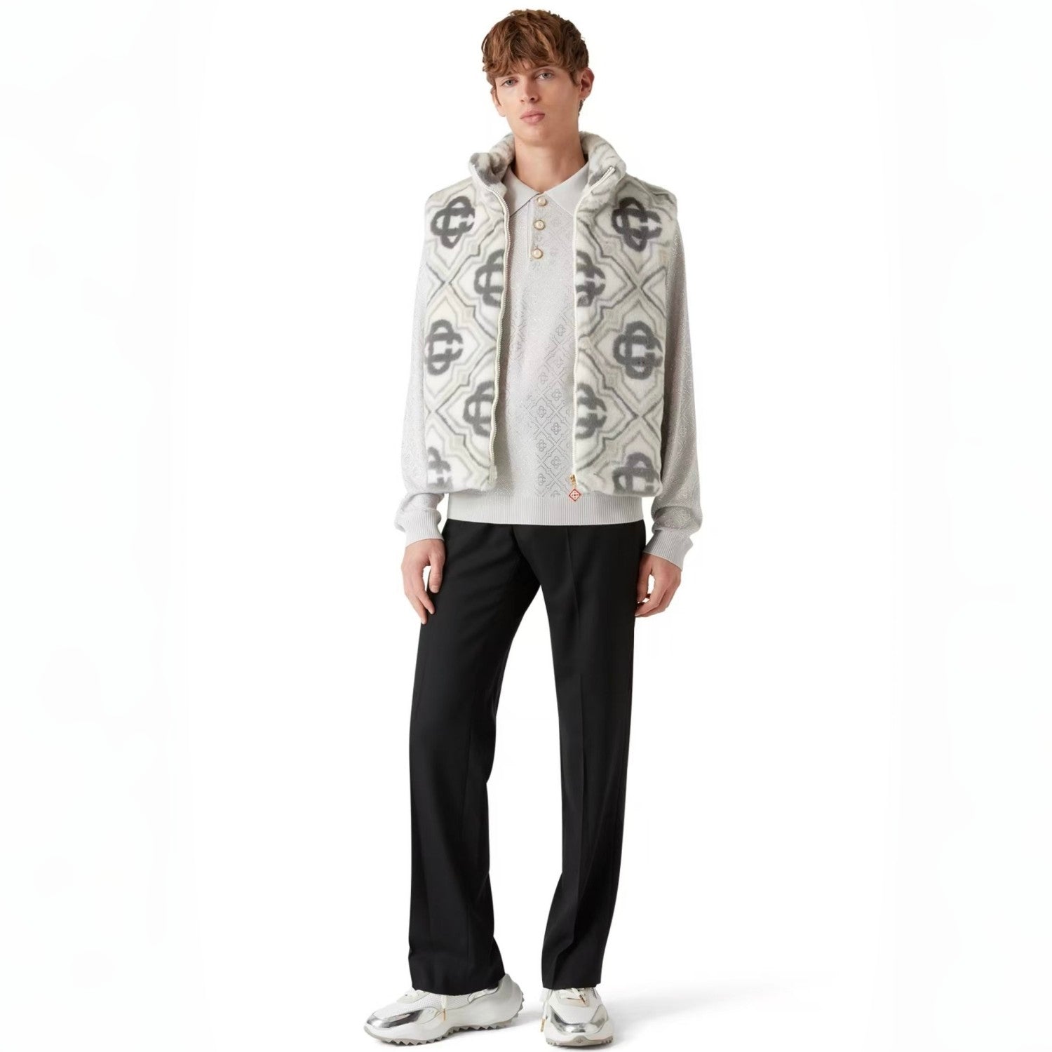 CASABLANCA 25SS Fall/Winter Men's and Women's Comfortable Zip Fastening Loose Color Block Sleeveless Vest #332243