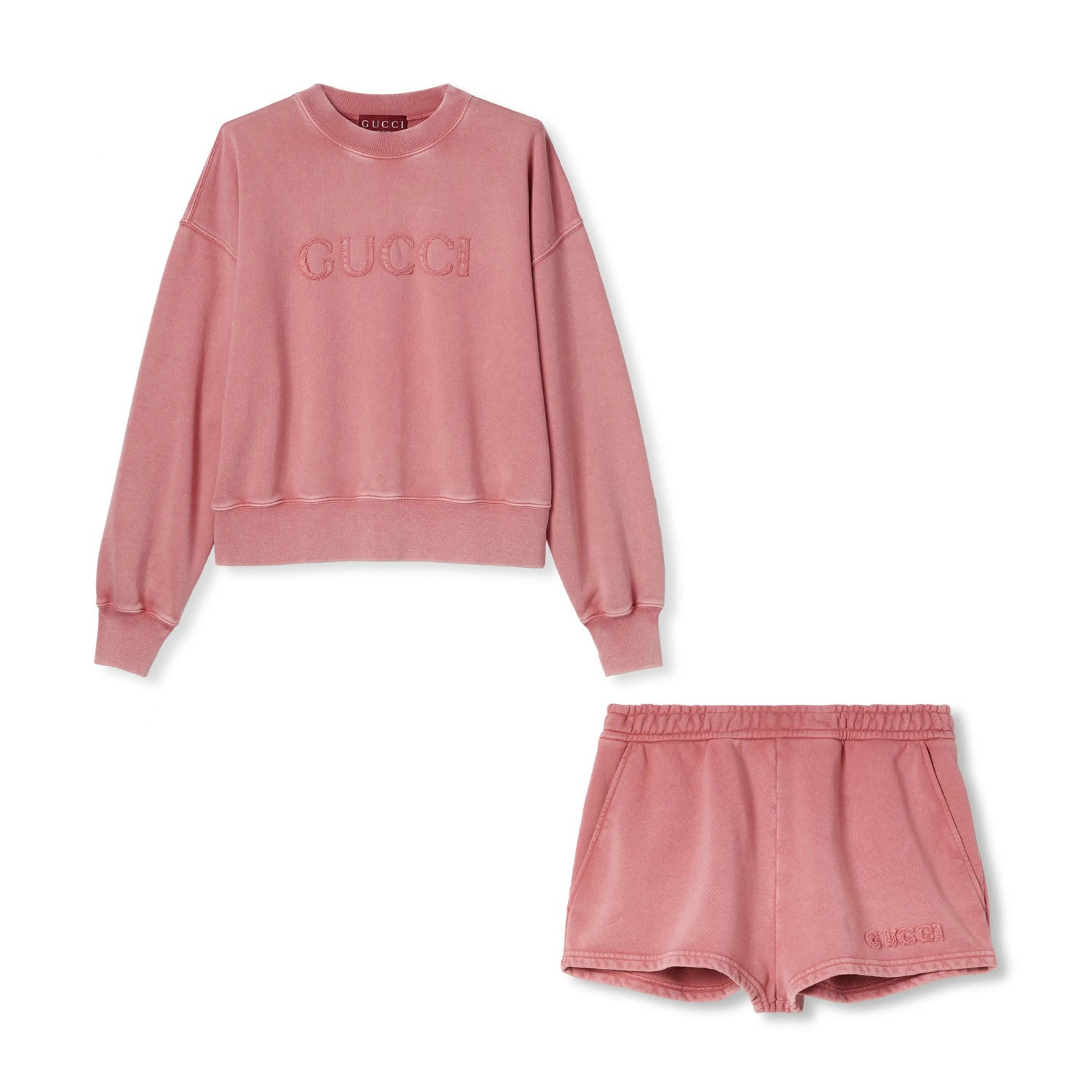 Women's Spring/Summer Solid Color Embroidered Letter Print Round Neck Cotton Long Sleeve Sweatshirt and Casual Stretch Waist Shorts Set Suit #77924