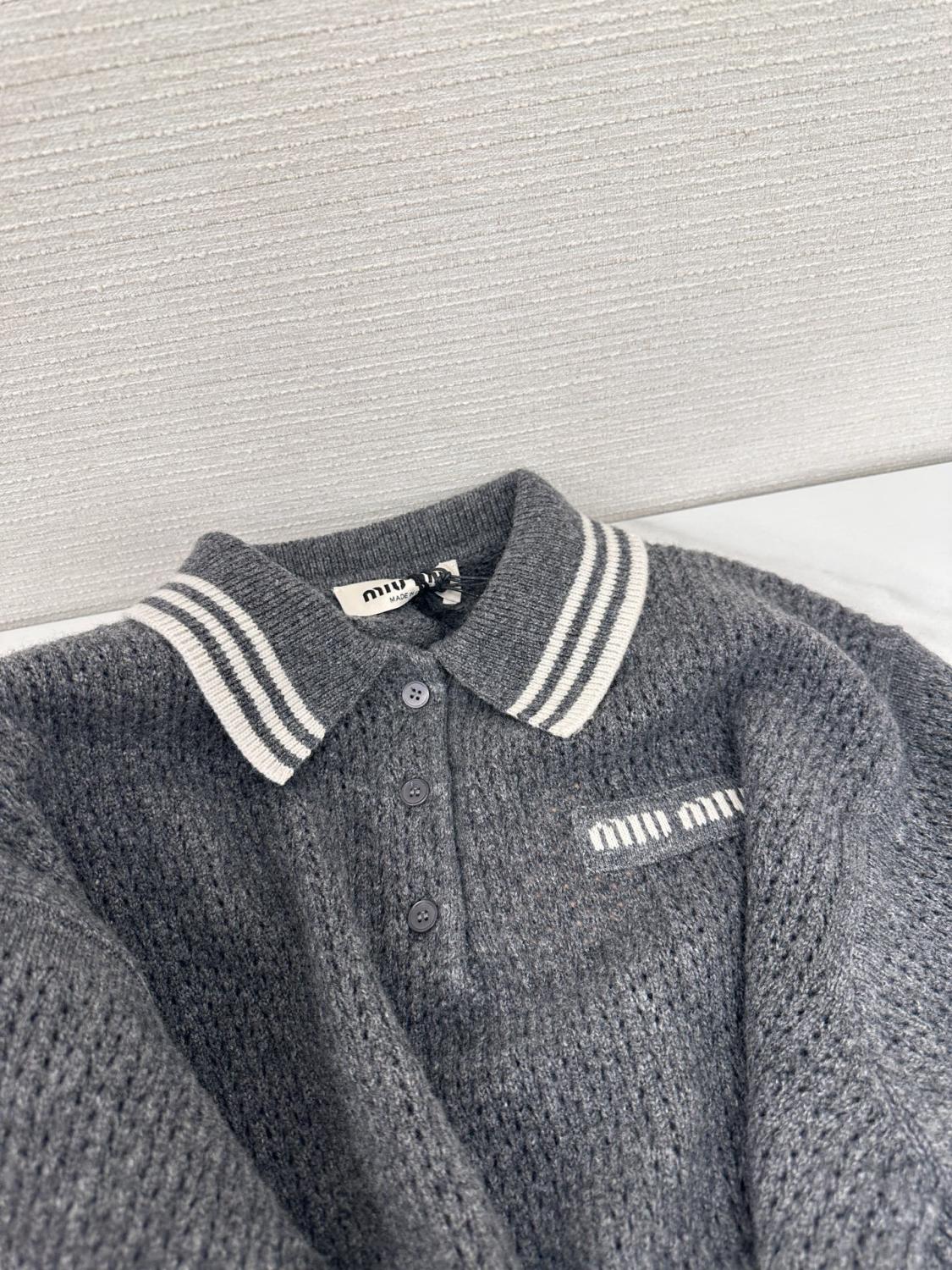 Women's Spring and Autumn Solid Color Mesh Knit Loose Polo Neck Long Sleeve Sweater #75112