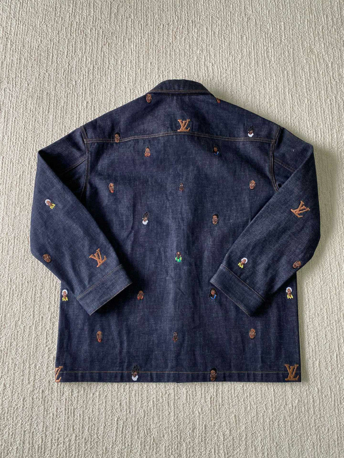 Men's Spring & Autumn Monogrammed Embroidered Single Breasted Lapel Loose Denim Jacket Style Shirt #98713
