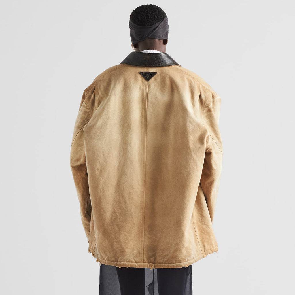 Women's Men's Vintage Gradient Fashion Canvas Cotton Jacket Single Breasted Leather Collar Casual Jacket Ngvp #8945