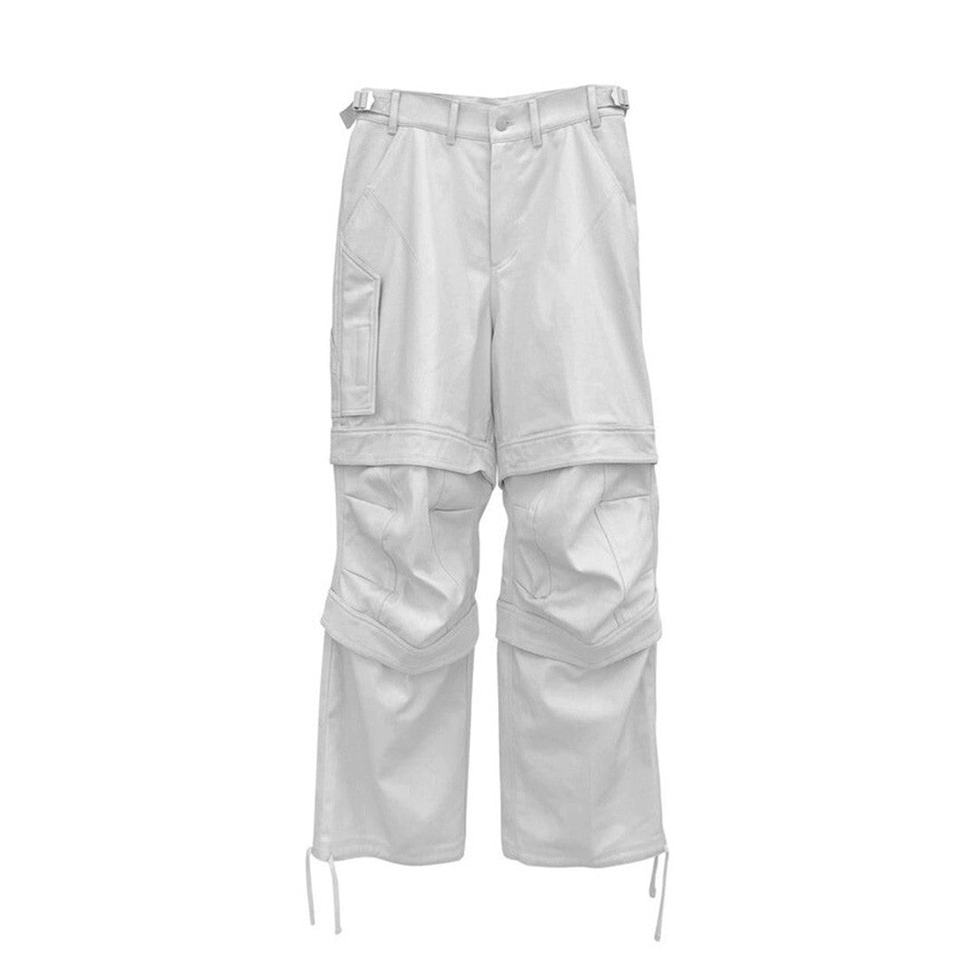 Far archive Men's Multi-Pocket Mid Waist Zipper Loose Straight Casual White Workwear Wide Leg Far Pants Ngvp #7739