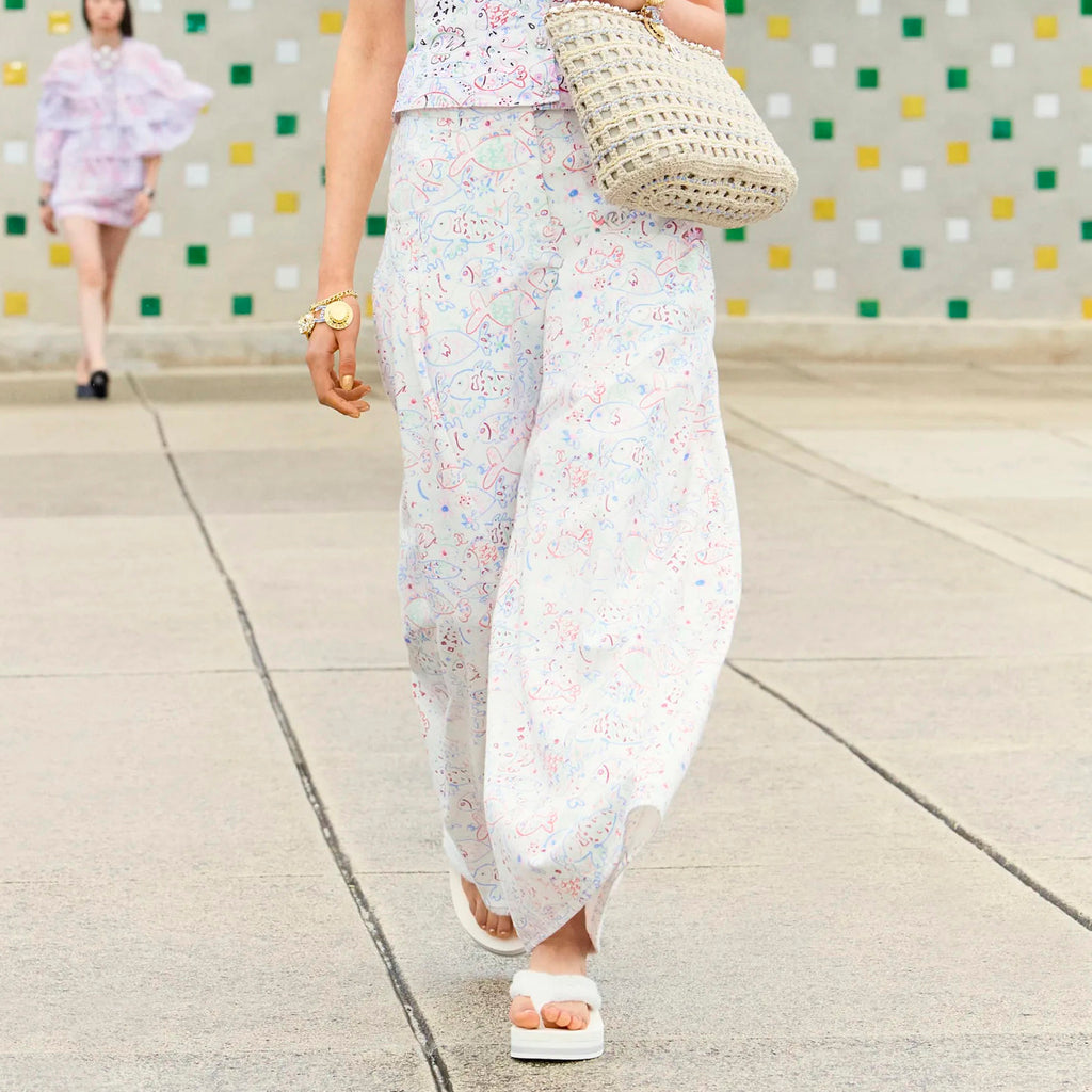 Women's Summer Colorful Fish Print Two Piece Silk Casual Pants #75883