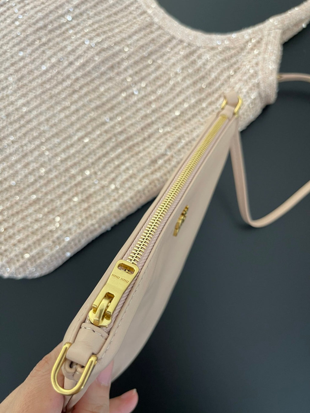 MM Ivy Sequin Mesh Women's Solid Color Sequined Shoulder Bag with Detachable Handbag Bags and Embroidered Letter Logo #77693