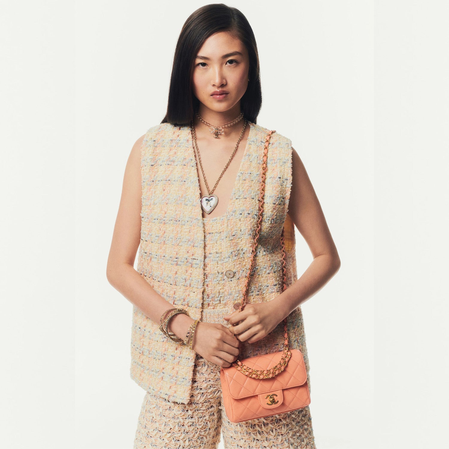 Women's Spring And Autumn Plaid Tweed Vest Jacket Fashion Temperament Elegant Single Breasted Sleeveless Jacket Ngvp #1577