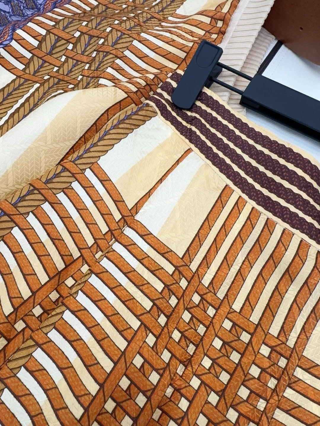 Women's Spring/Summer 2026 Silk printed check pattern Knitted and silk patchwork Shirt dress Suit Set #82539A