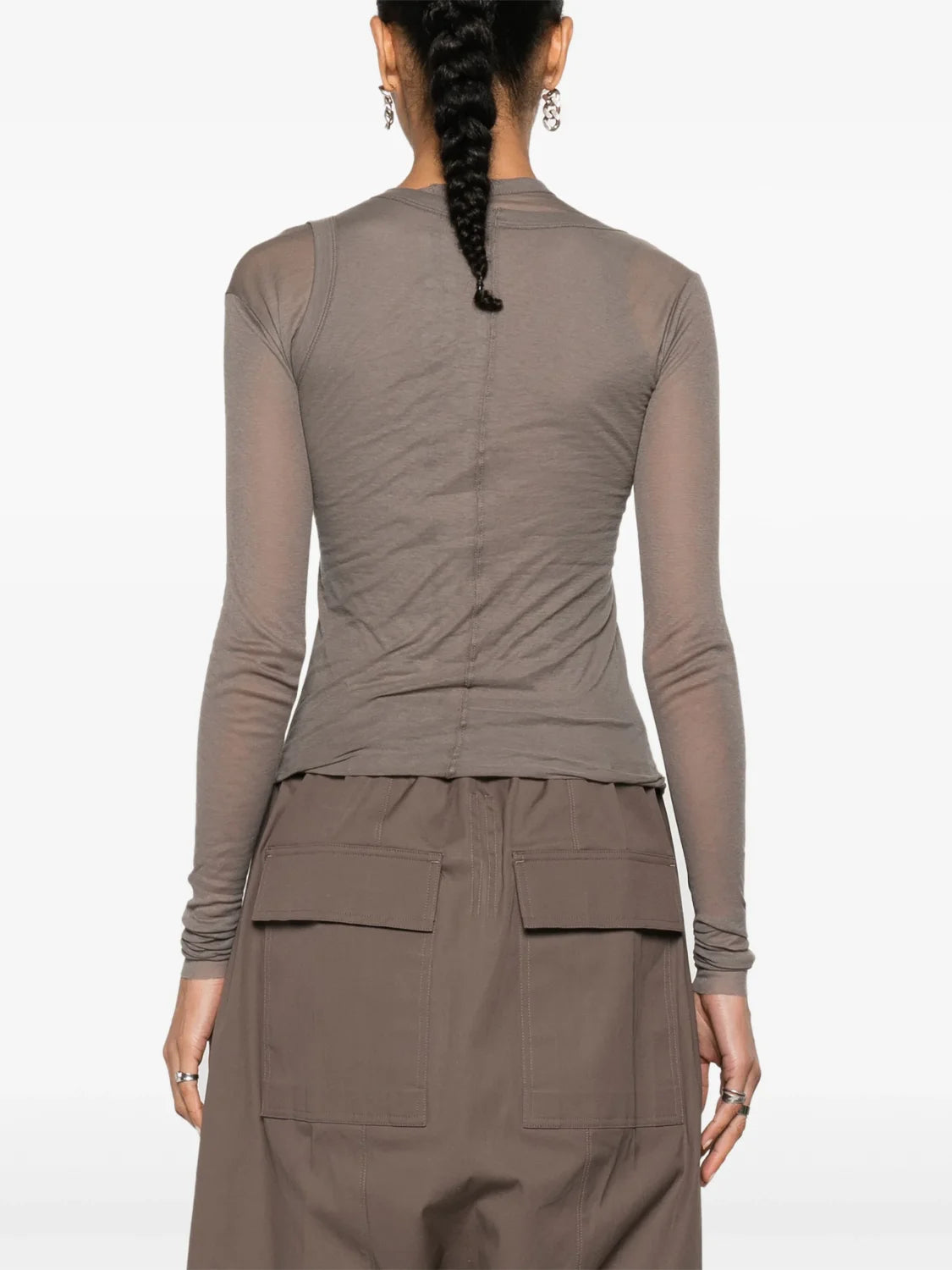 Women's Spring. Summer And Autumn Solid Color Layered Style Cotton Round Neck Pullover Long Sleeve Straight T-Shirt Ngvp #9174