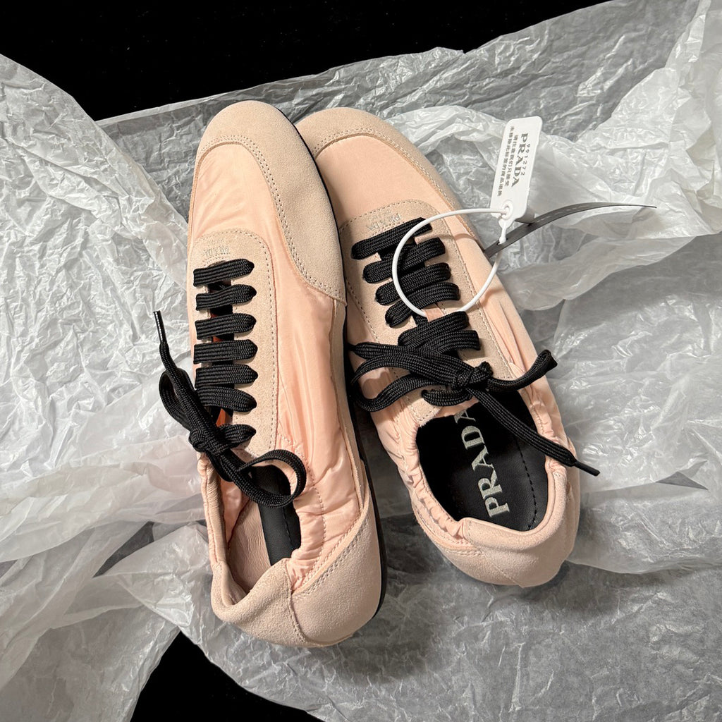 PR Women's Solid-color Nylon Fabric And Suede Low-top Lace-up Training Shoes #77759