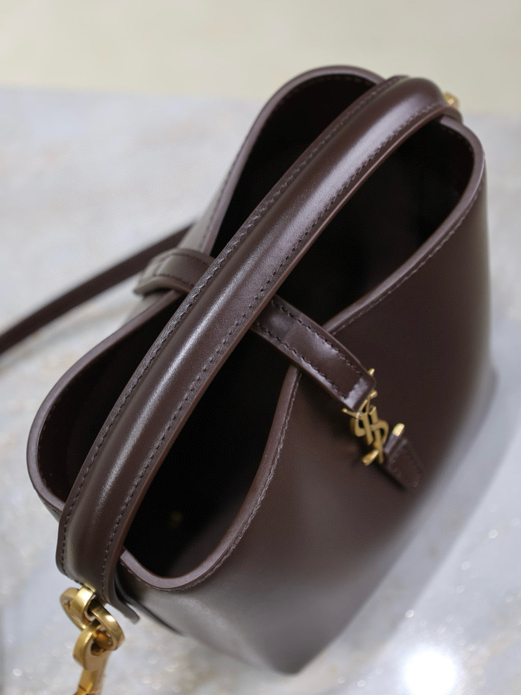 YS Women's LE 37 Logo Hook Buckle mini Small Glossy Solid Color Bucket Bag Suede Leather Handbags Casual Bags 7490362R20W9207 #81334