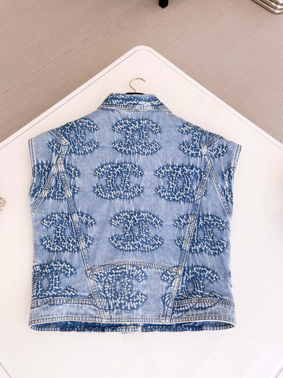 Women's Spring and Autumn Blue Tie-Dye Washed Denim Vest Jacket #72677