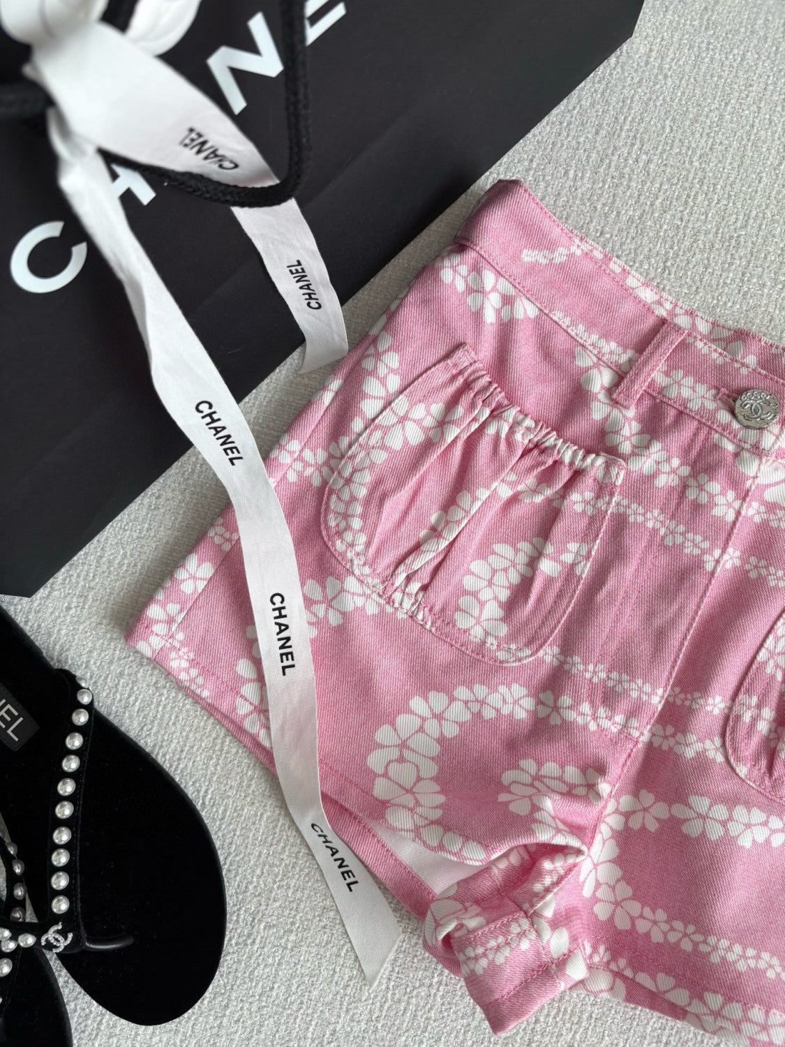 Women's Summer CoCo Beach Print Cotton Solid Color Denim Shorts #77684