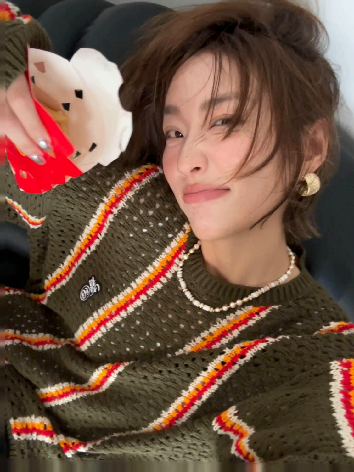 SS x Patta Men's Women's Spring. Autumn And Winter Logo Embroidery Stripes Colorblocking Hollow Knit Long Sleeve Round Neck Loose Sweater Ngvp #9219