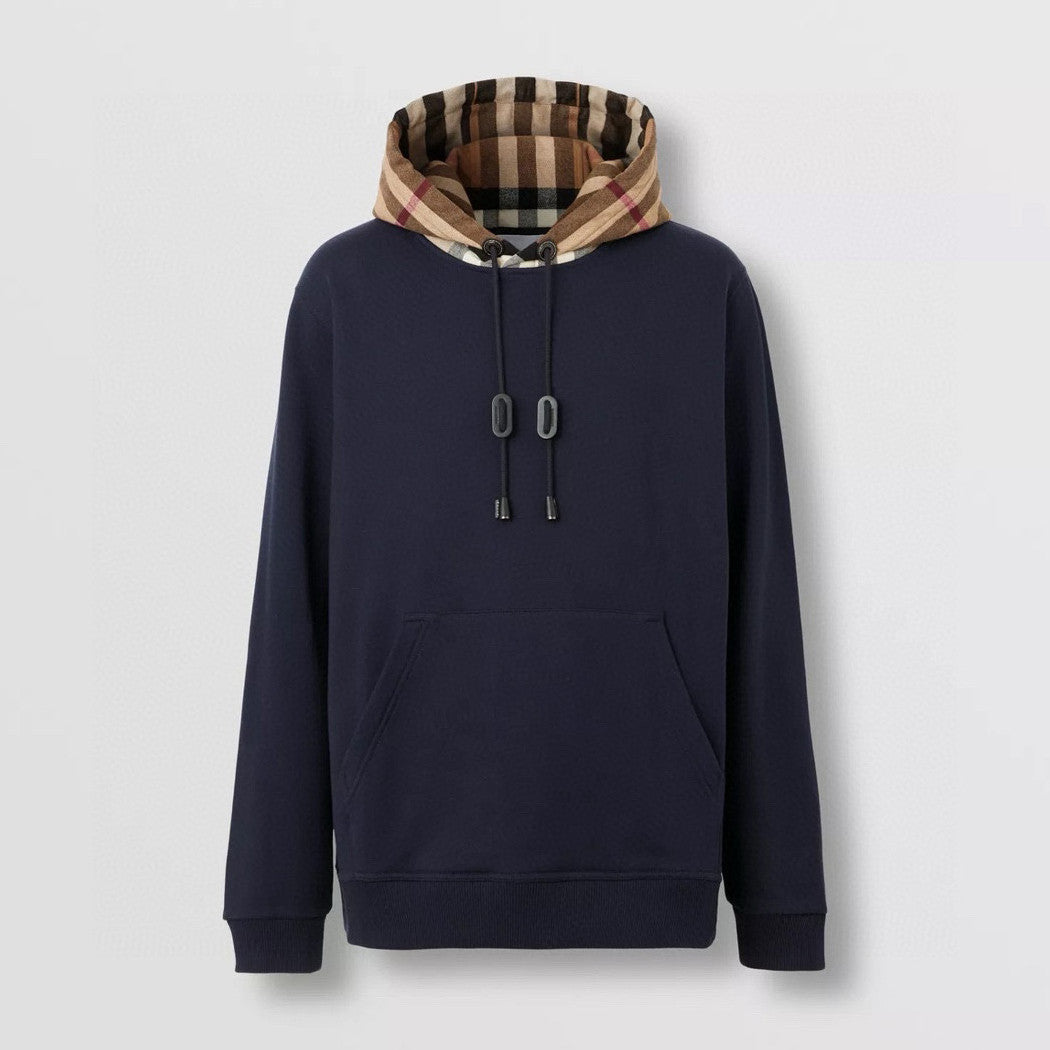 Men's Spring and Autumn Checkered Printed Hooded Long Sleeve Sweatshirt Pullover #72527