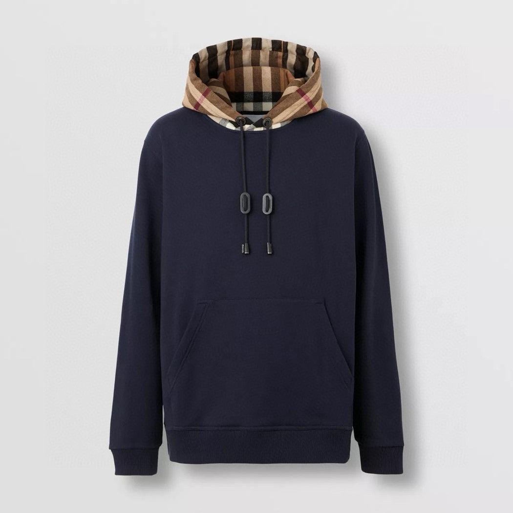 Men's Spring and Autumn Checkered Printed Hooded Long Sleeve Sweatshirt Pullover #72527