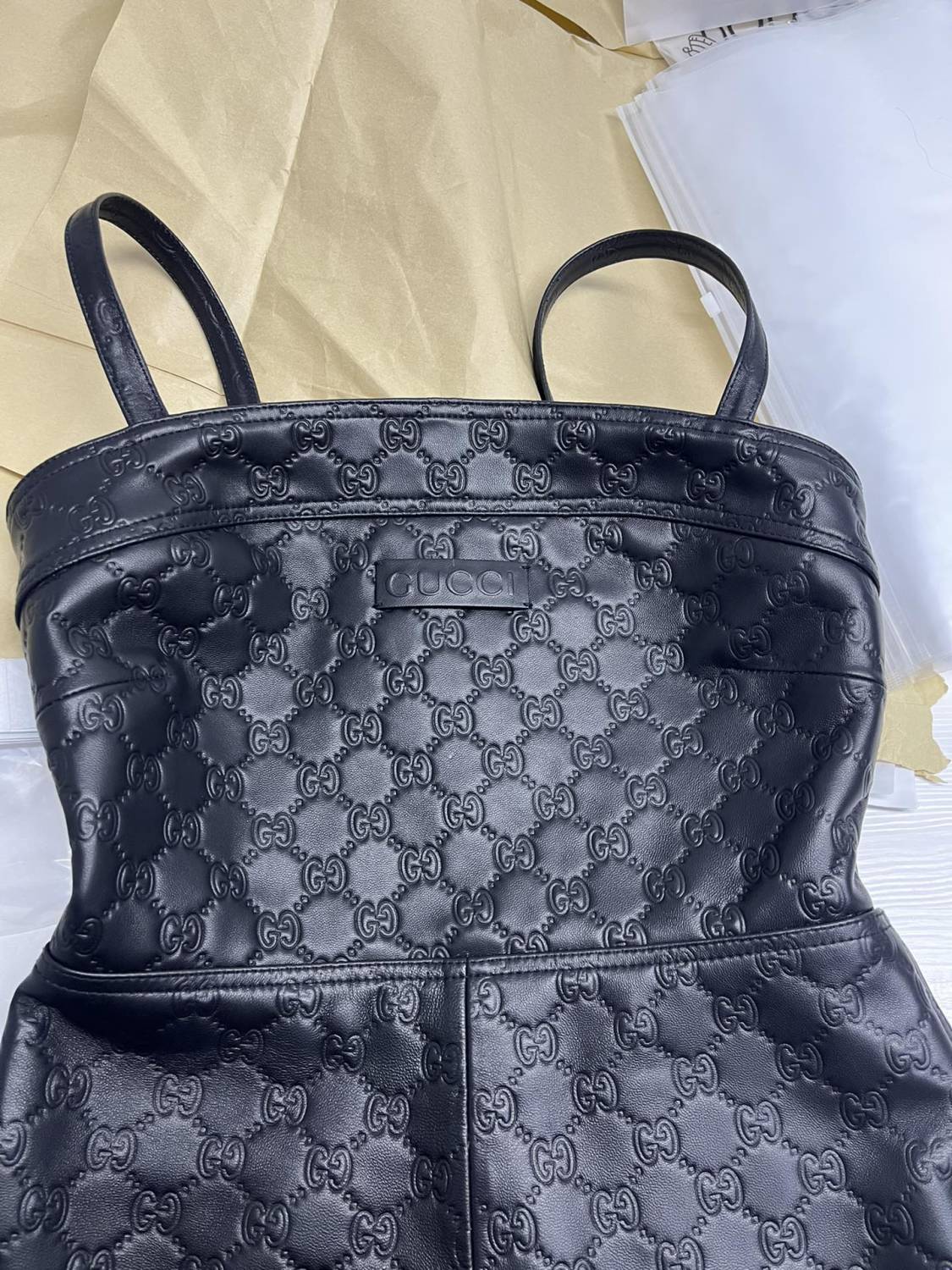 Women's Spring/Summer Alphabet Embossed Printed Solid Color Leather Halter Jumpsuit #75151