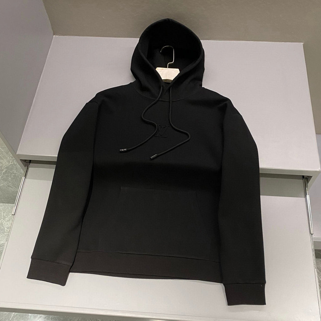 Men's Embossed Logo Sport Casual Plain Knit Cotton Hooded Sweatshirt Pullover #97947