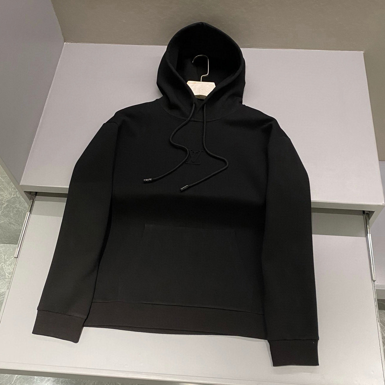 Men's Embossed Logo Sport Casual Plain Knit Cotton Hooded Sweatshirt Pullover #97947