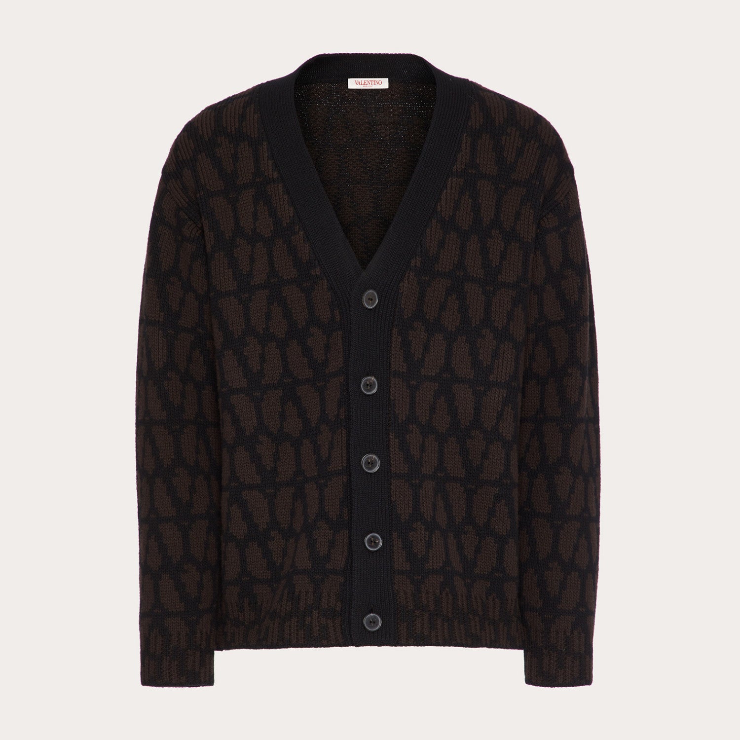 Men's Spring And Autumn Black V-neck Long Sleeve Single-Breasted Knit Shirt Cardigan #97842