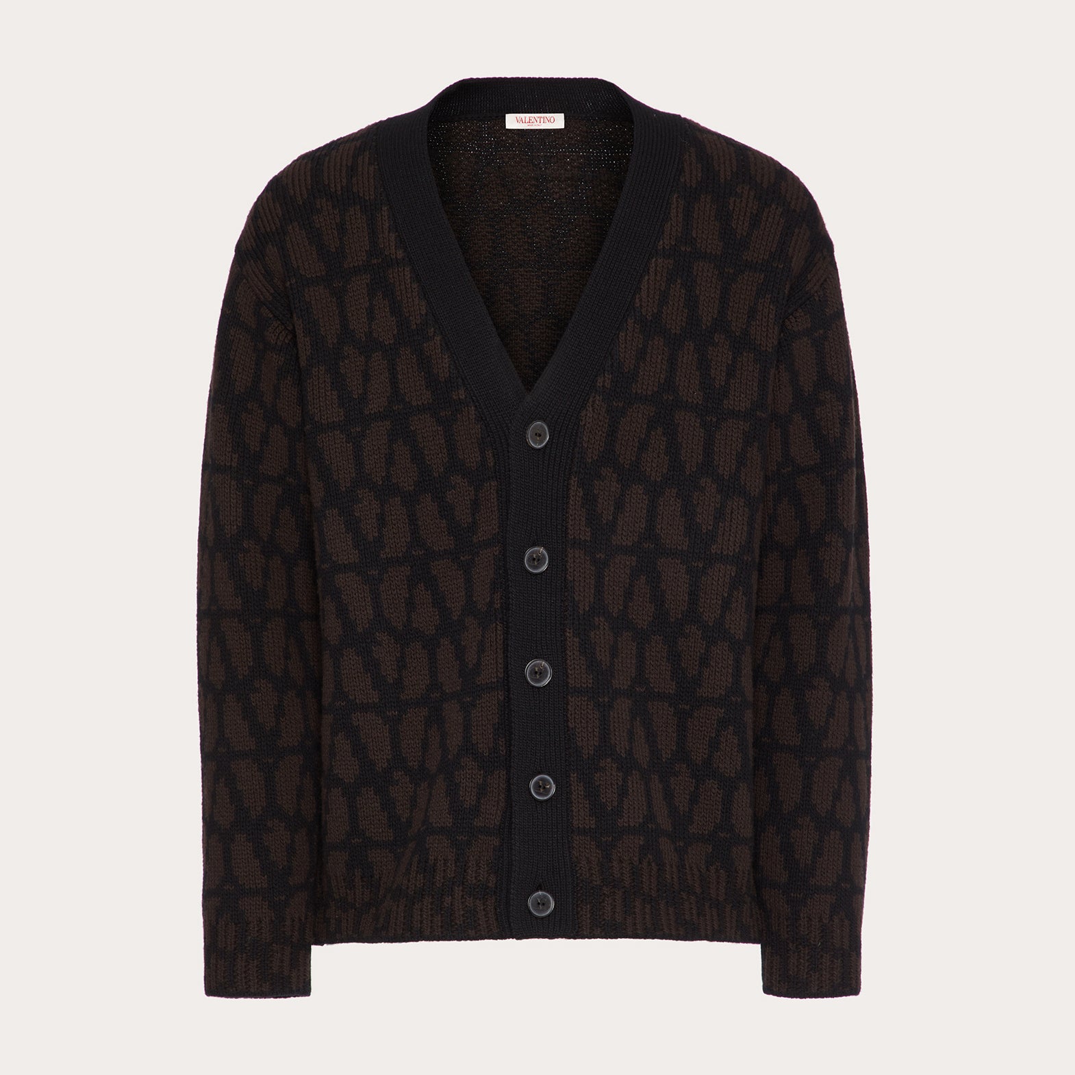 Men's Spring And Autumn Black V-neck Long Sleeve Single-Breasted Knit Shirt Cardigan #97842