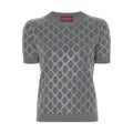 Women's Summer Gray Letter Logo Rhinestone Decoration Slim Short Sleeve Knit T-Shirt #72992