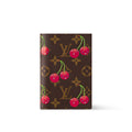 LV x TM Women's Brown Leather Passport Wallet with Cherry Pattern Print Bag Bags #77594
