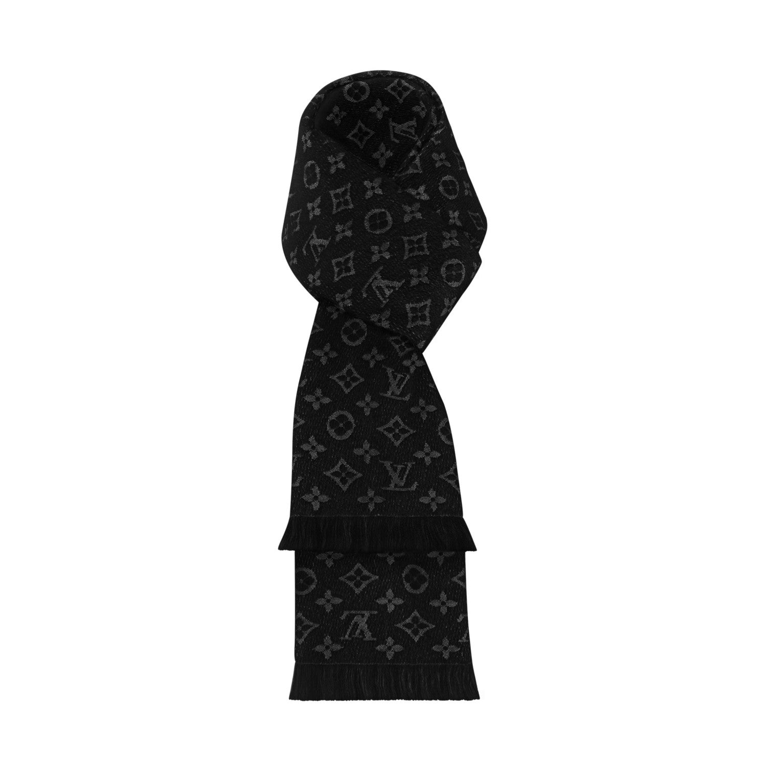 Men's Monogrammed Black Wool Scarf #73893