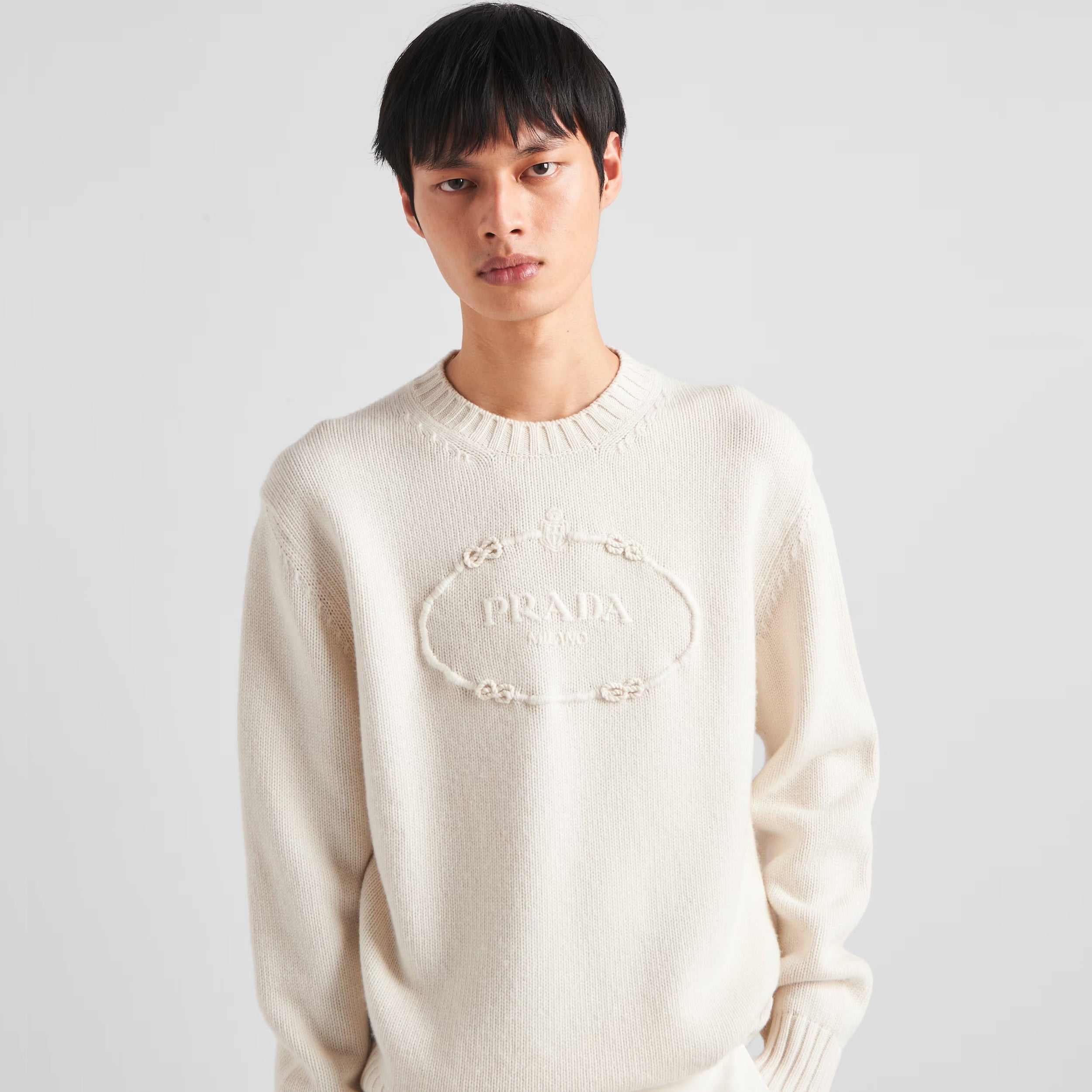 Men's Spring and Autumn Solid Color Splicing Round Neck Embroidery Printed Logo Long Sleeve Sweater Pullover #98666