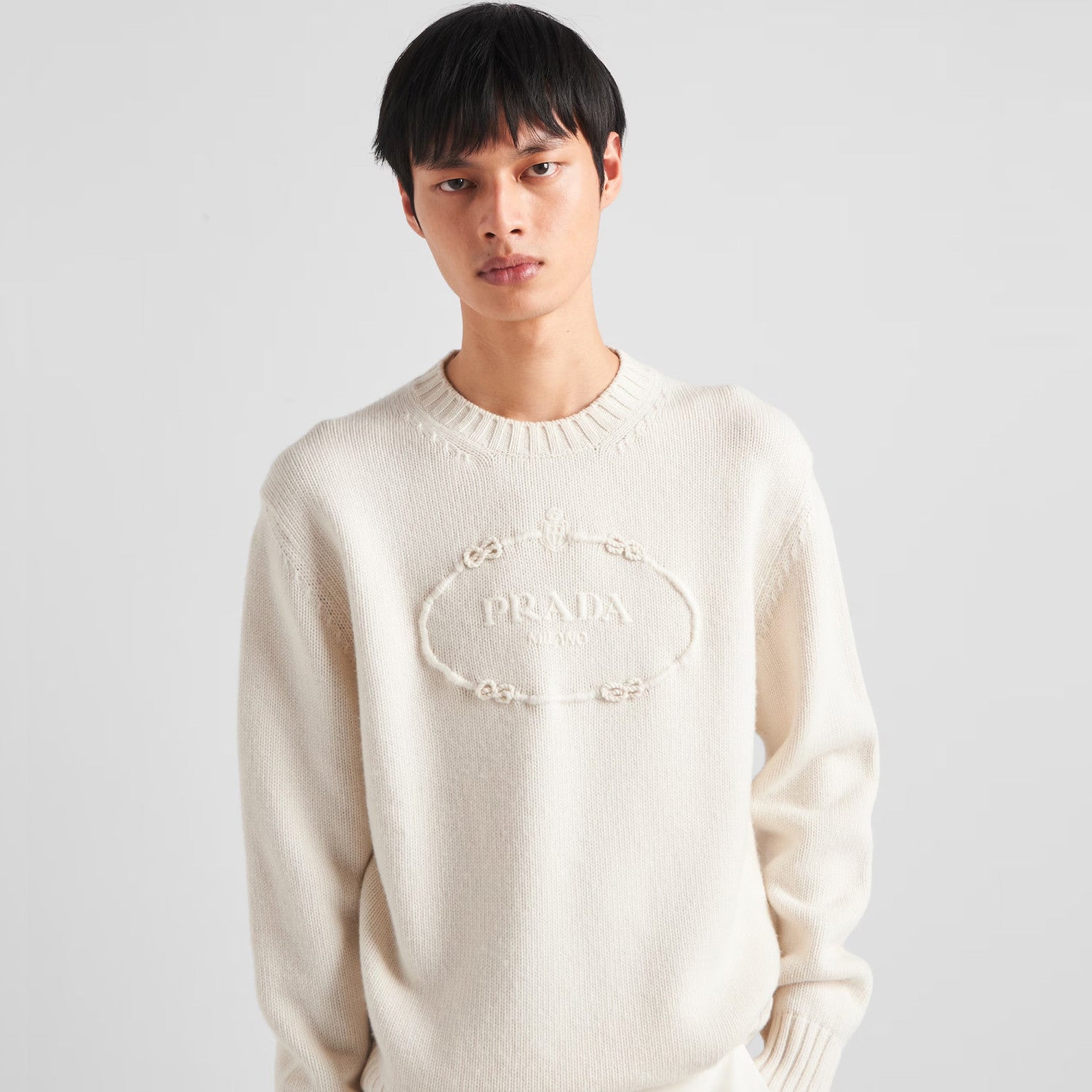 Men's Spring and Autumn Solid Color Splicing Round Neck Embroidery Printed Logo Long Sleeve Sweater Pullover #98666