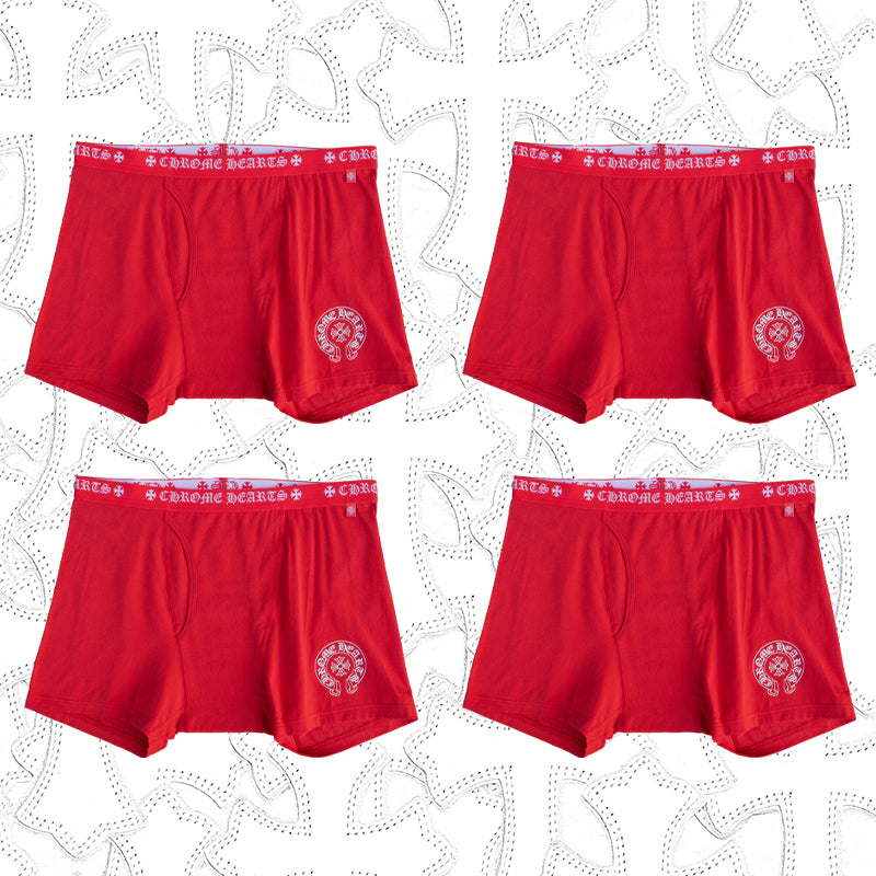 Men's And Women's Pure Color Sanskrit Print Cotton High Elasticity Boxer Briefs Underwear #77394