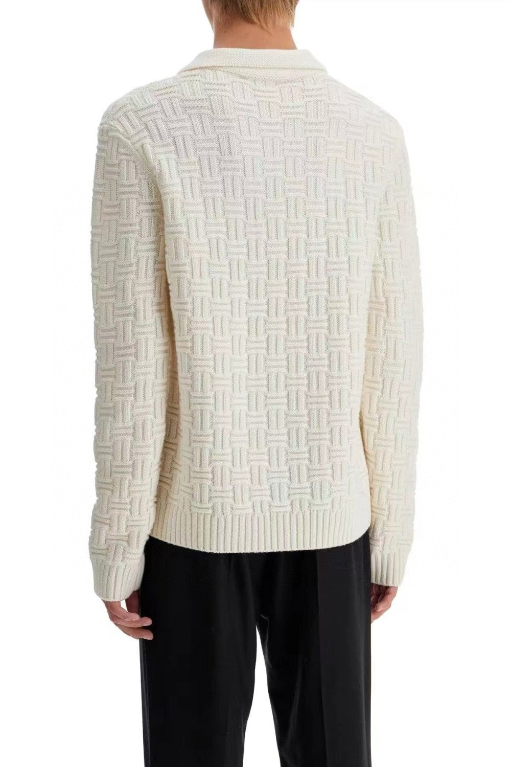 Men's Spring Spring Autumn Beige Cozy Pullover Wool Polo Neck Knit Long Sleeve Sweater #73574