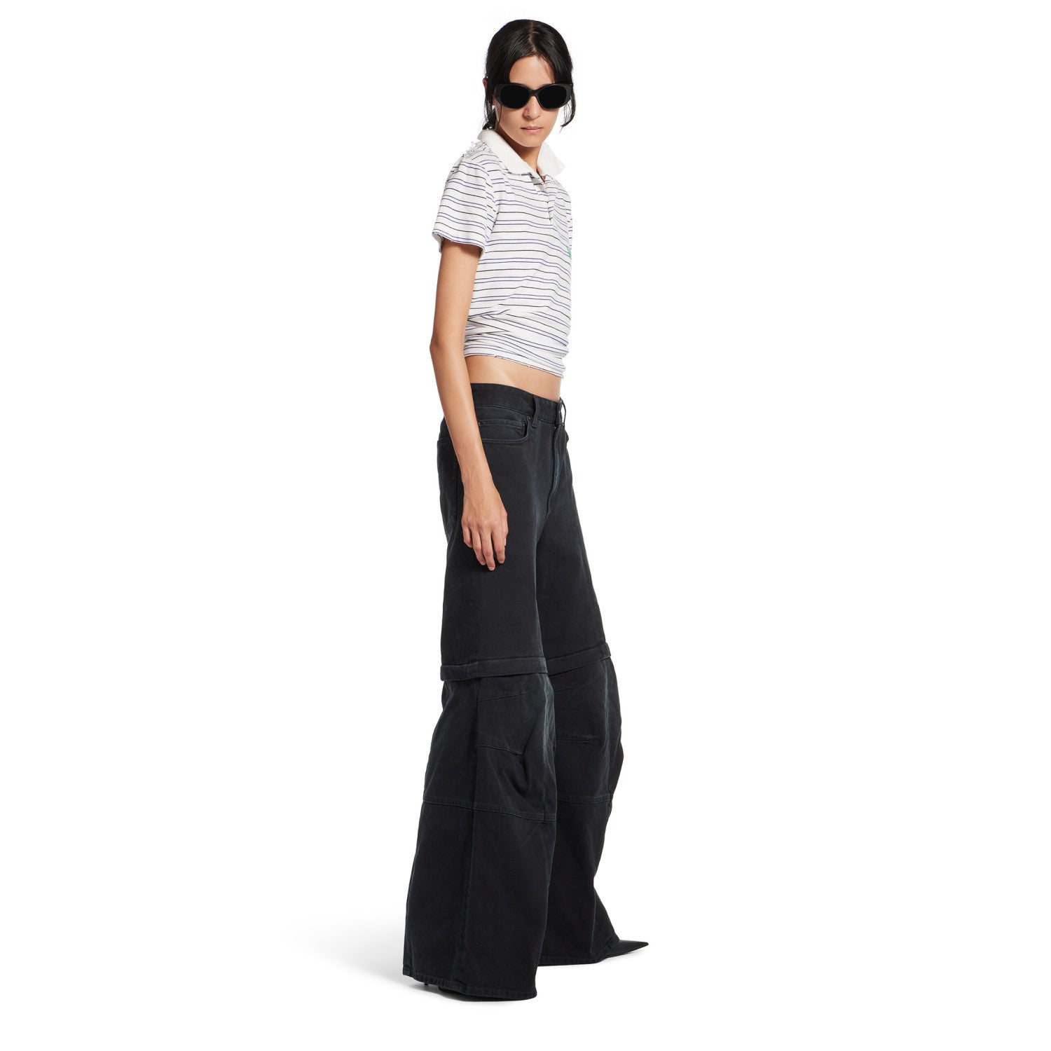 Cargo Flared Pants Women's Men's Spring And Autumn Removable Shorts  Black Do Old Knee Design High Street Trend Wide Leg Trousers Ngvp #1619