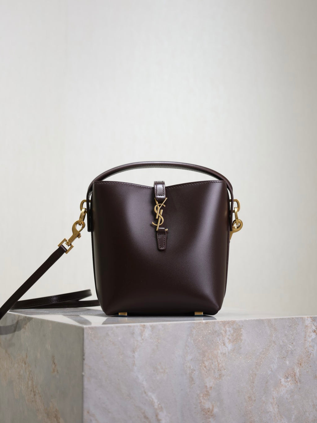 YS Women's LE 37 Logo Hook Buckle mini Small Glossy Solid Color Bucket Bag Suede Leather Handbags Casual Bags 7490362R20W9207 #81334