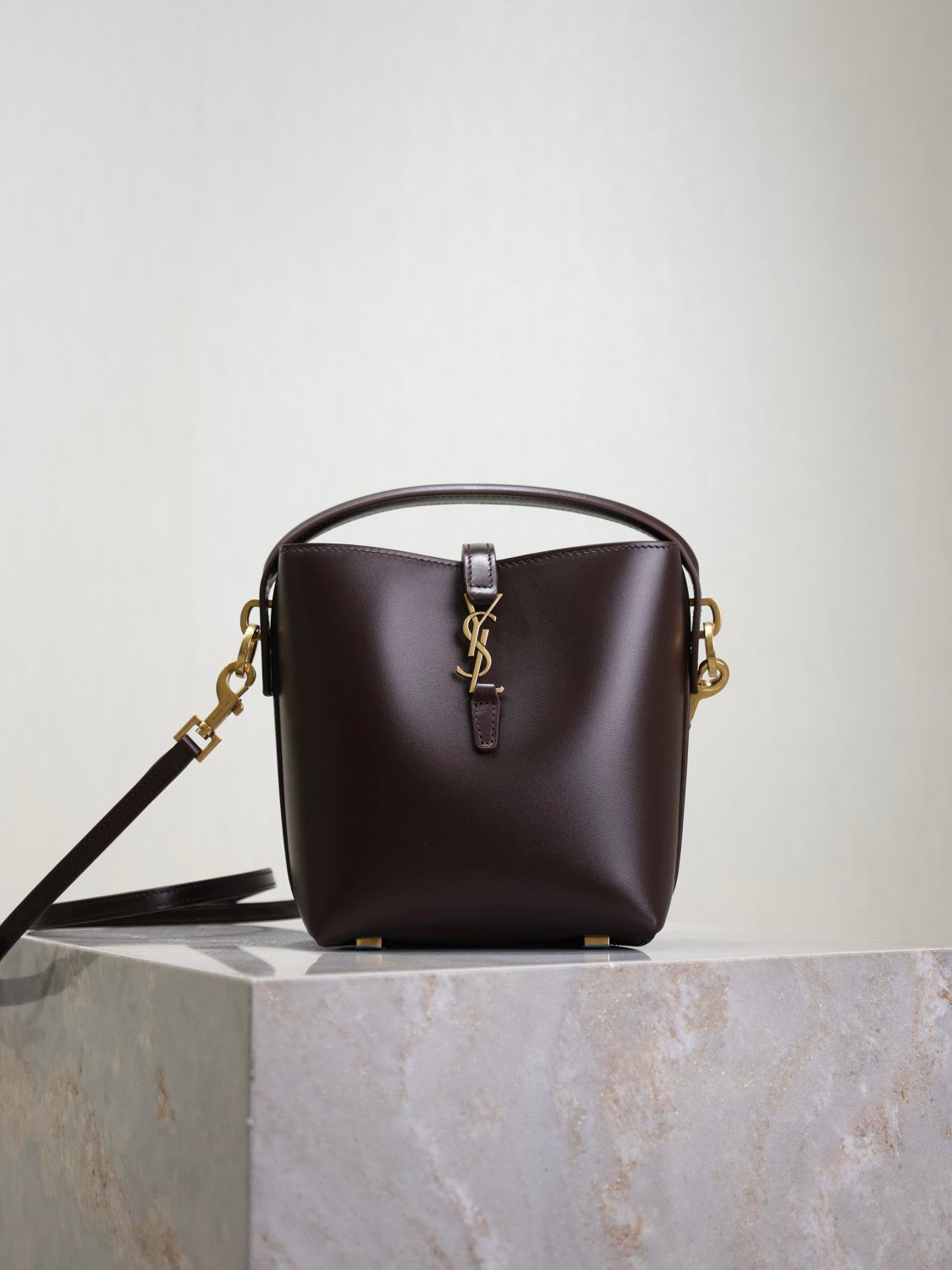 YS Women's LE 37 Logo Hook Buckle mini Small Glossy Solid Color Bucket Bag Suede Leather Handbags Casual Bags 7490362R20W9207 #81334