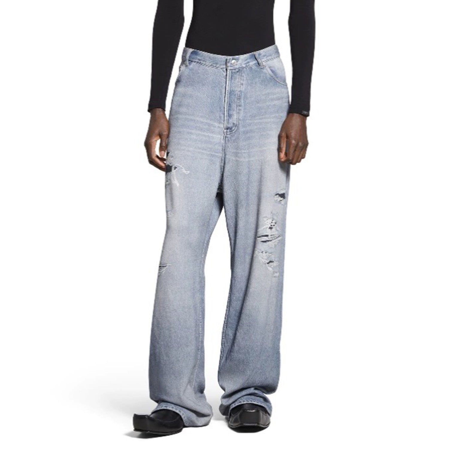 Men's And Women's Spring And Fall Cotton Printed Jeans Broken Holes Vintage Washed Casual Straight Pants Ngvp #8169