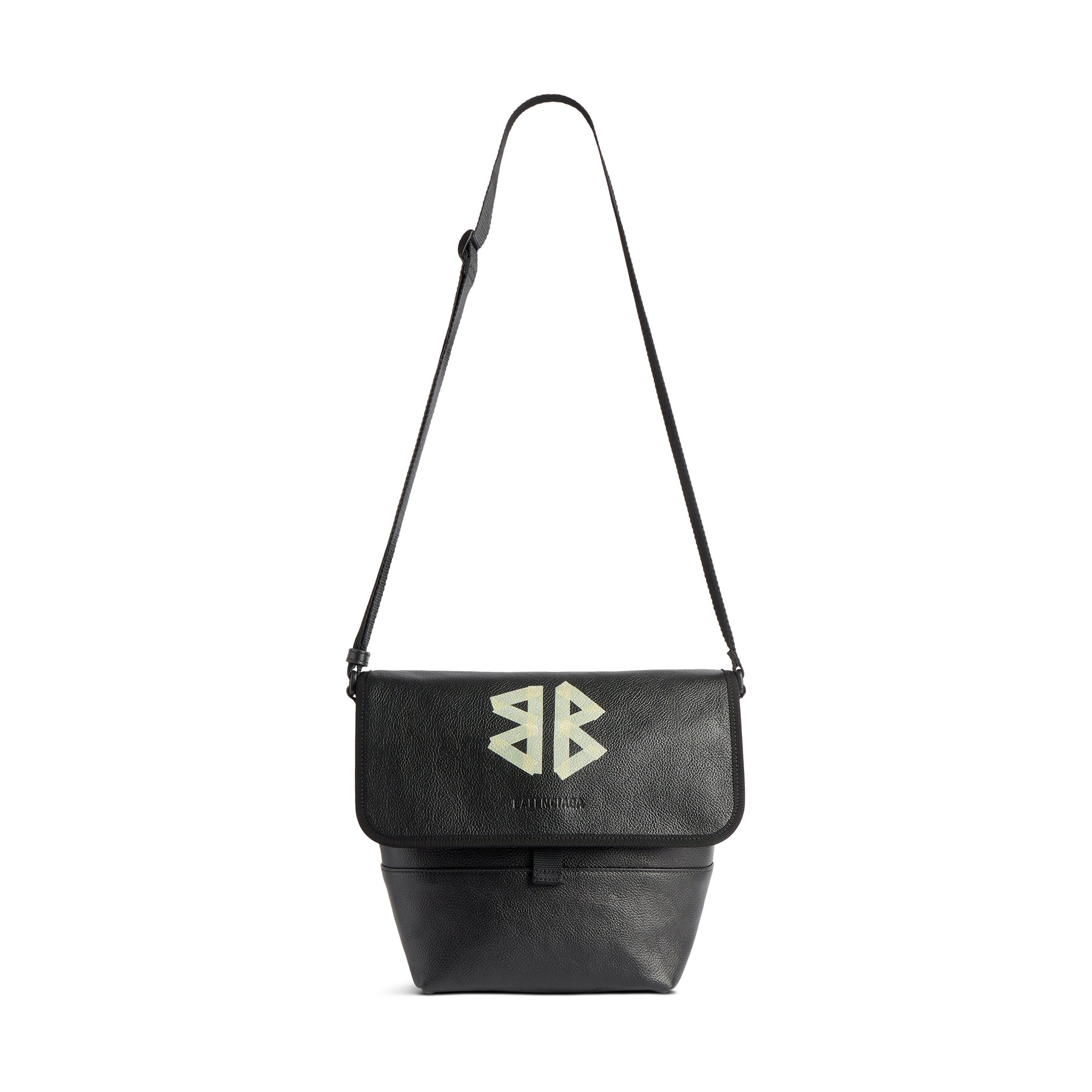 Men's Letter Print Black Calfskin Single Shoulder Crossbody Bag Bags #77712