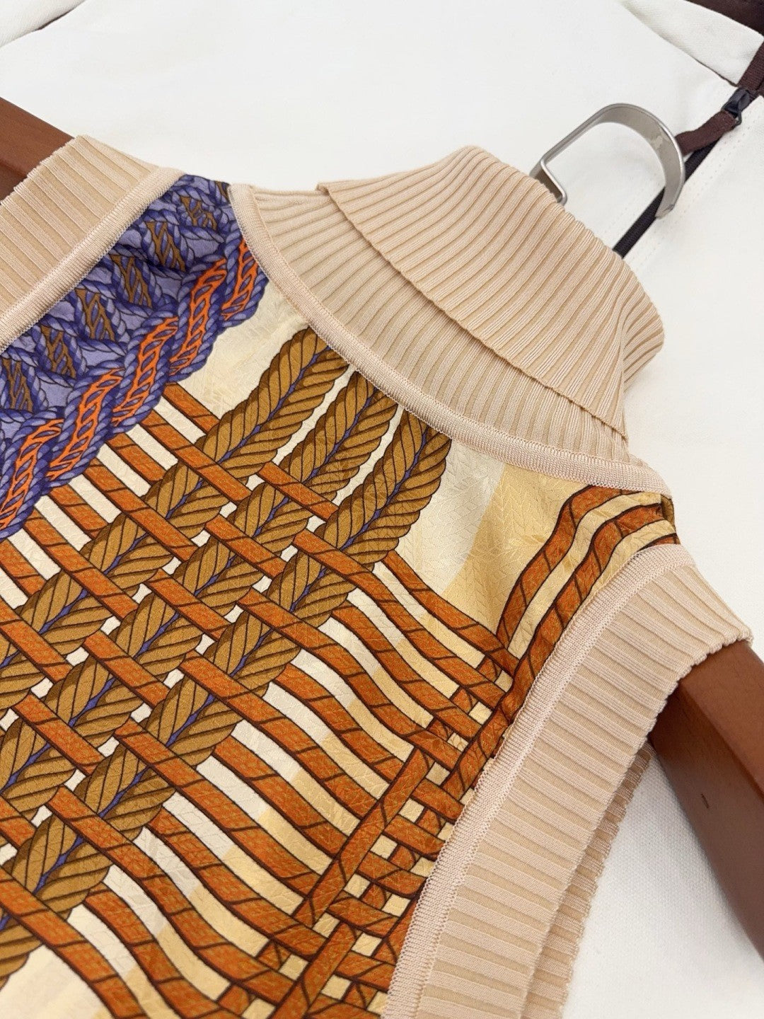 Women's Spring/Summer 2026 Silk printed check pattern Knitted and silk patchwork Shirt dress Suit Set #82539A