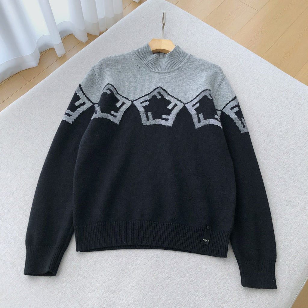 Men's Spring And Autumn Grey Loose High Neck Knit Pullover Jumper Sweater #97844