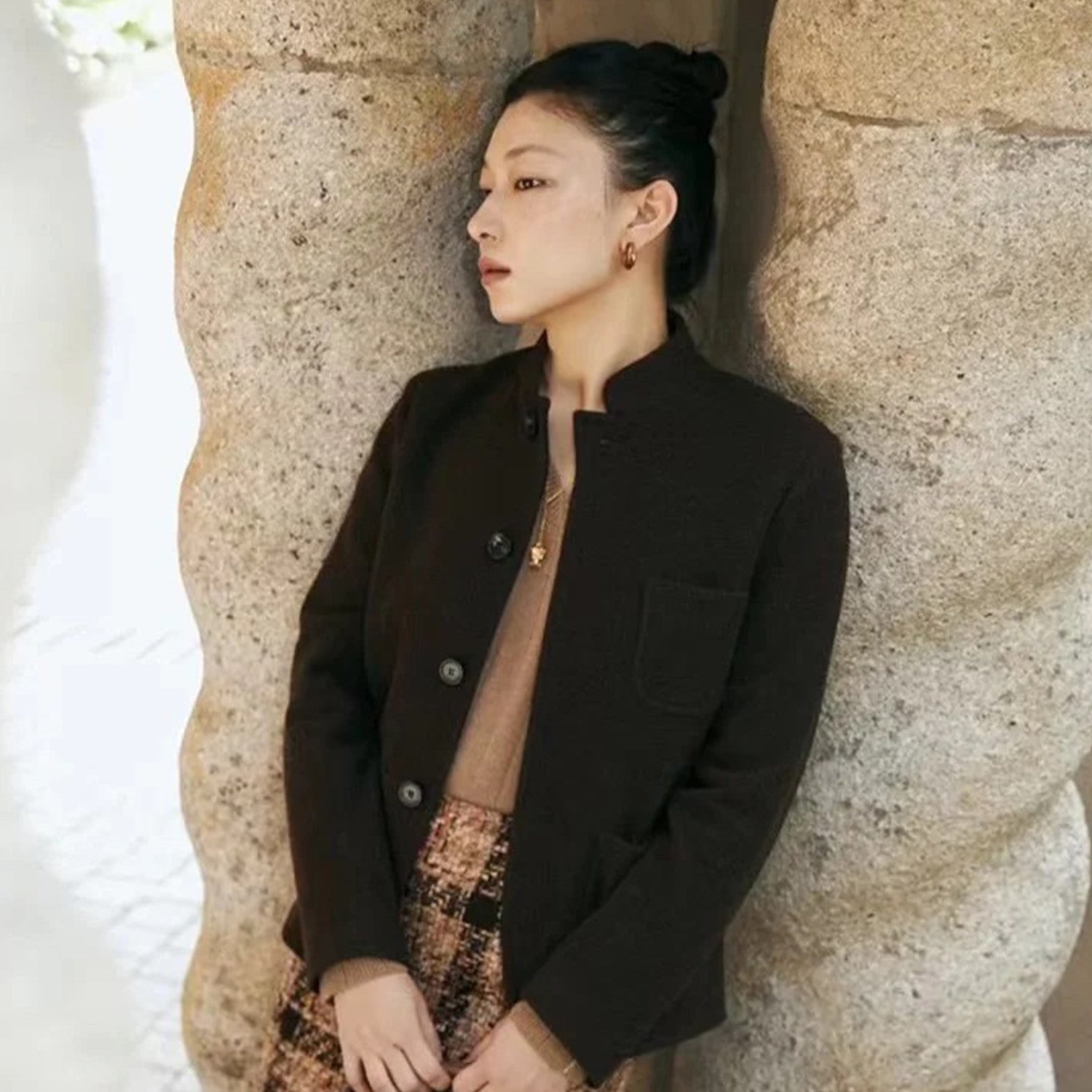 Women's Fall And Winter Retro Collar Single-breasted Wool Suit Fashion Casual Jacket  Ngvp #8944