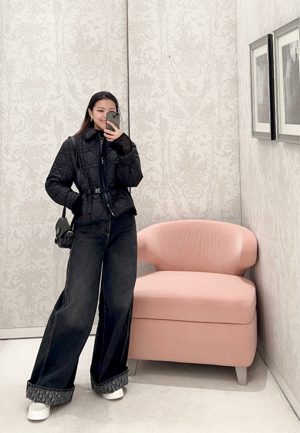 Women's Four Seasons Solid Color Wide Leg Flared Pants Casual High Waist Denim Pants #71919