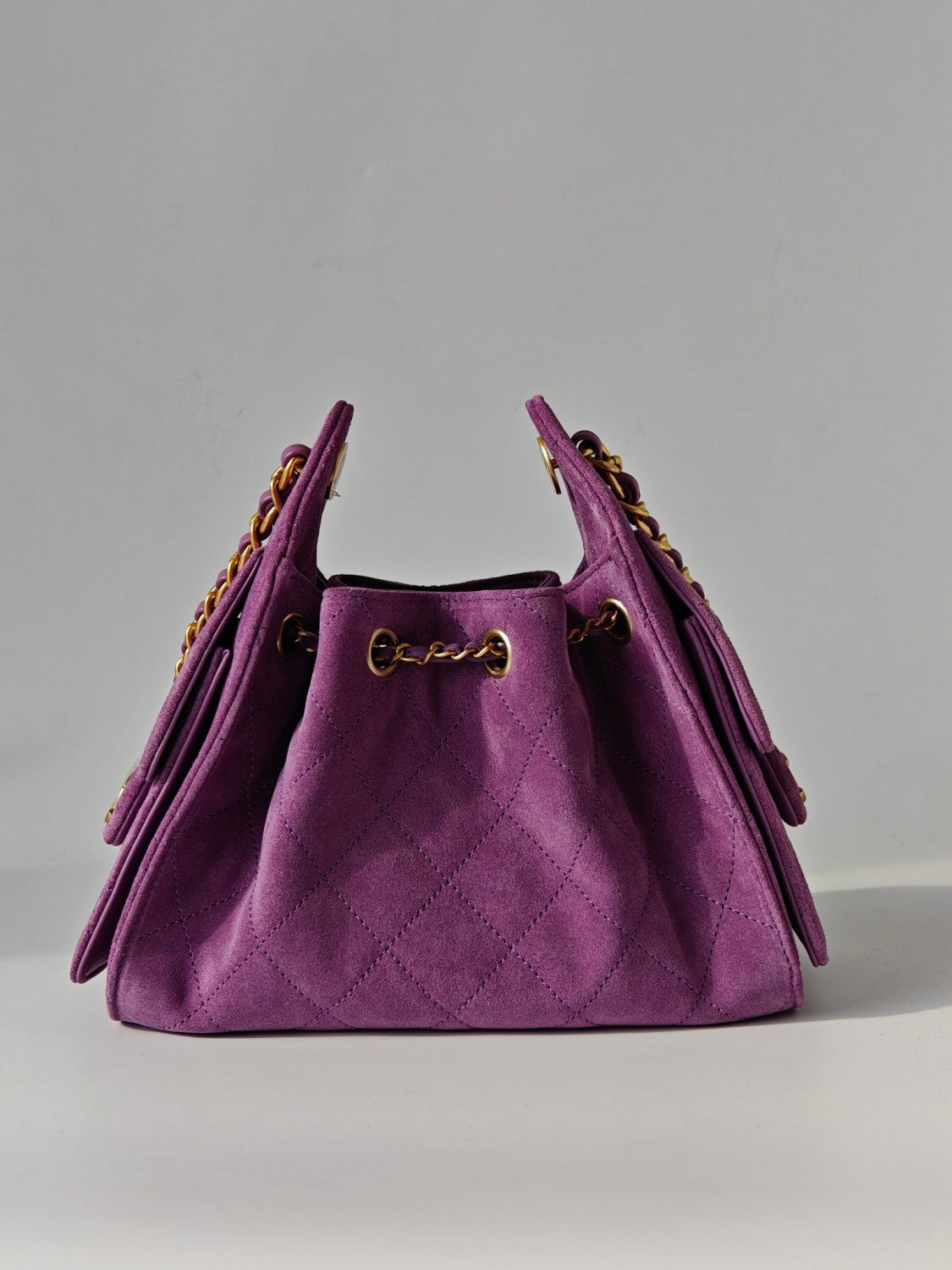 25 Women's Mini Handbag in Suede Calfskin and Gold-Plated Hardware #83167A