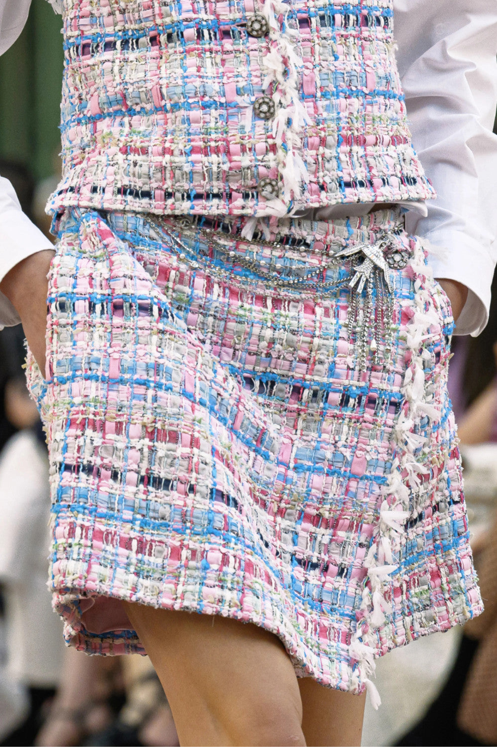 Women's Spring And Autumn High Street Cotton And Silk Tweed Multicolor Round Neck Sleeveless Vest Casual Mid Waist Shorts Ngvp #1551