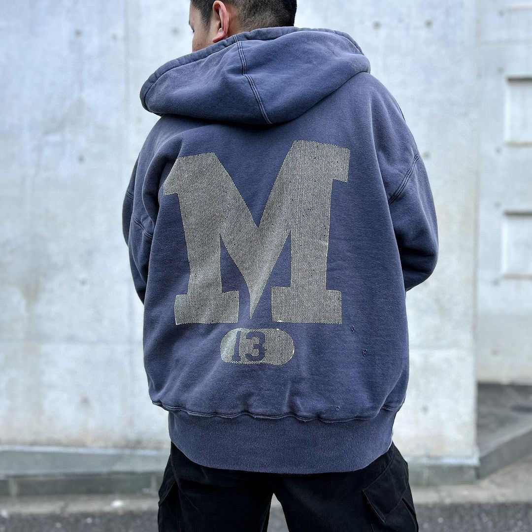 X BerBerJin Men's Spring And Autumn Letter Printed Destruction Vintage Cotton Pullover Sweatshirt Ngvp #7943