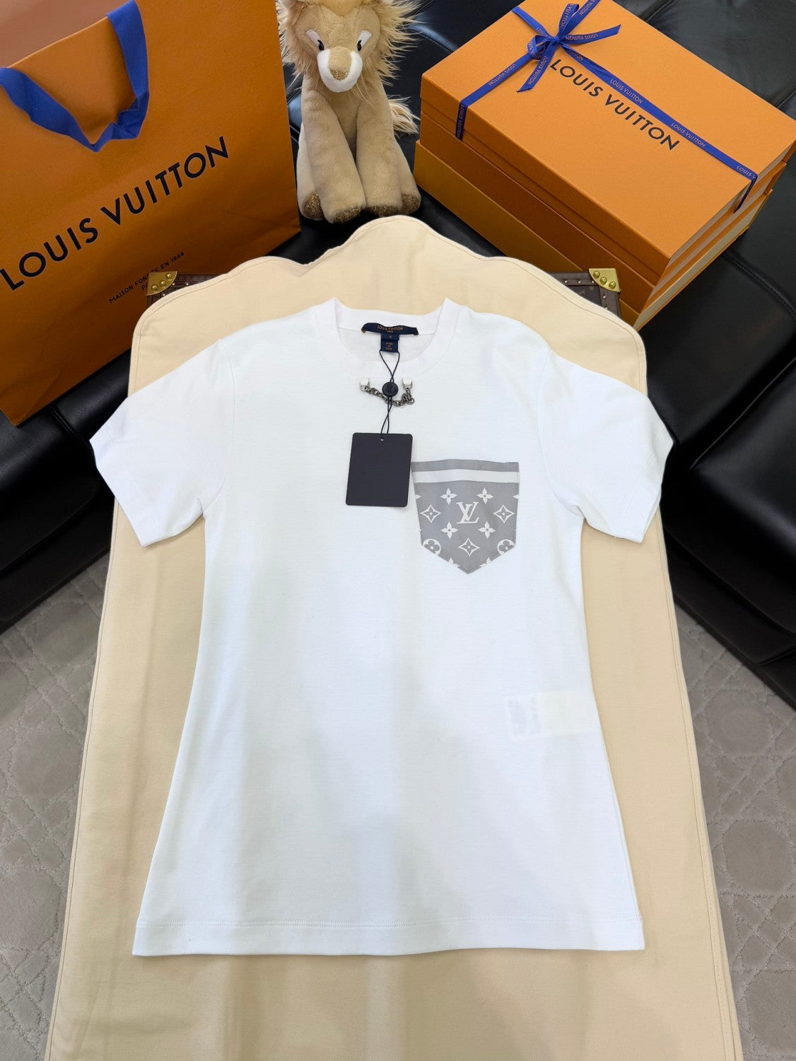 Women's Summer Letter Printed Pocket Solid Color Round Neck Short Sleeve T-Shirt #75149