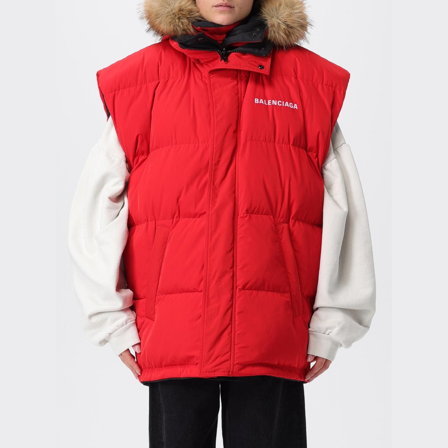 2025 New Winter Men's and Women's Plus Size TRACKSUIT Embroidered Cocoon Shaped Reversible Cotton Vest #83195A