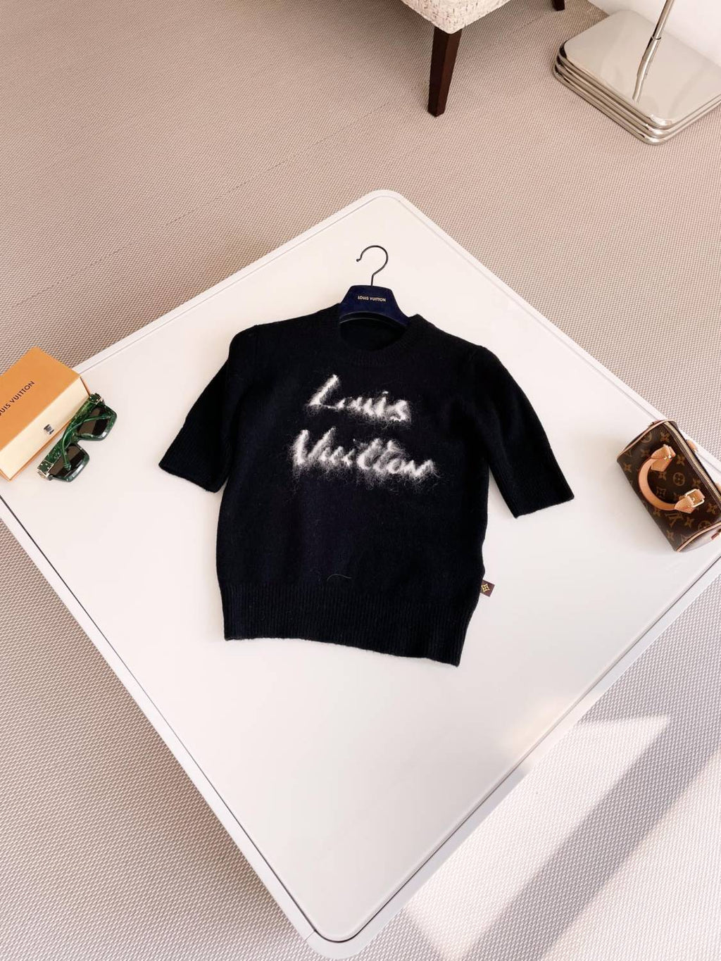 Women's Summer Round Neck Monogrammed Cashmere Short Sleeve T-shirt #73934