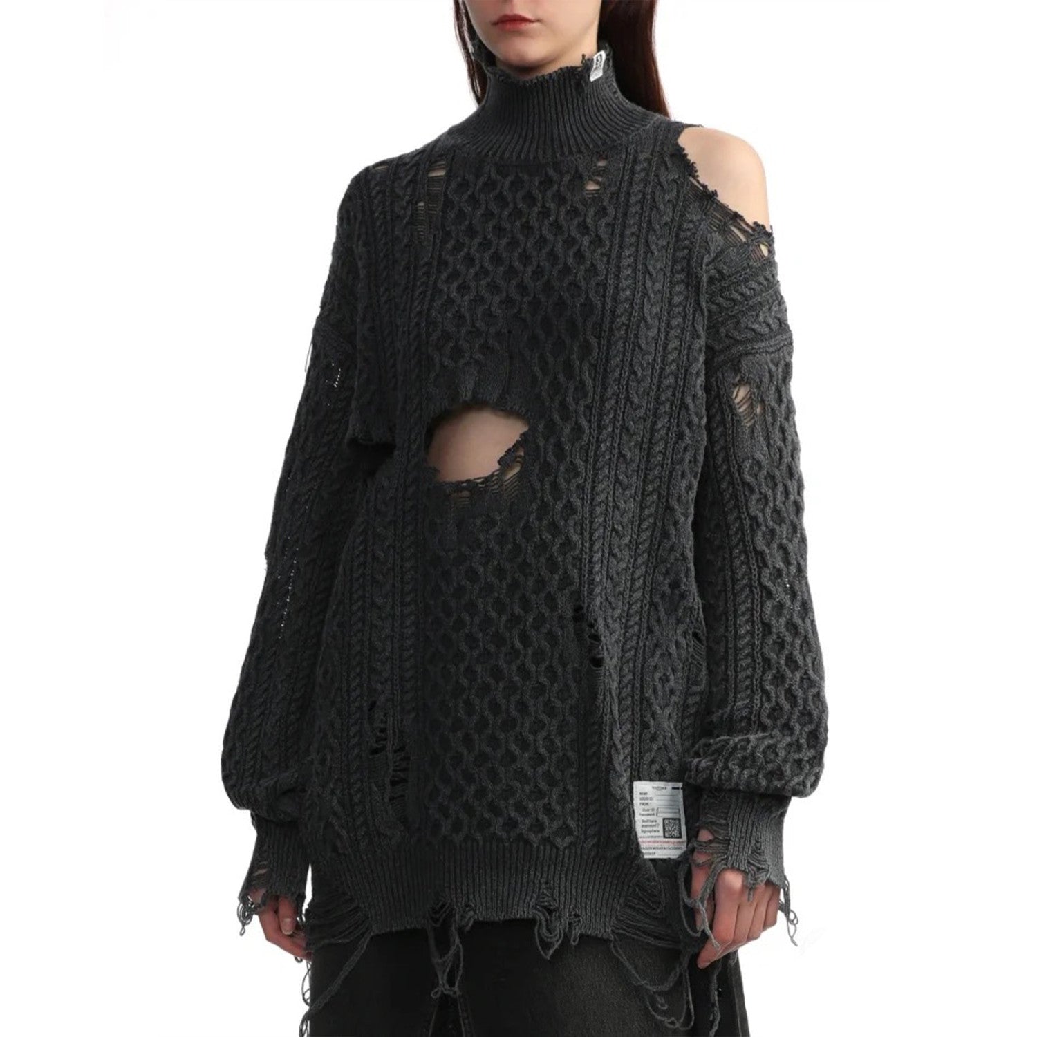 Maison Mihara Yasuhiro Men's Women's Autumn And Winter Vintage Distressed High Street Hole Breaking Sweater High Neck Long Sleeve Cozy Knitted Ngvp #8792